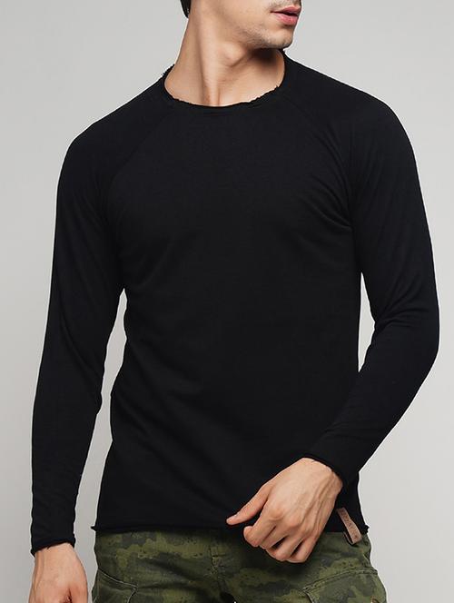 black cotton raglan t-shirt - 15118546 - Standard Image - 1