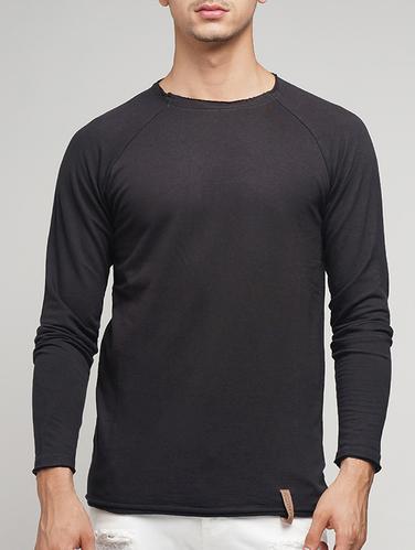 black cotton raglan t-shirt - 15118549 - Very Small Image - 1