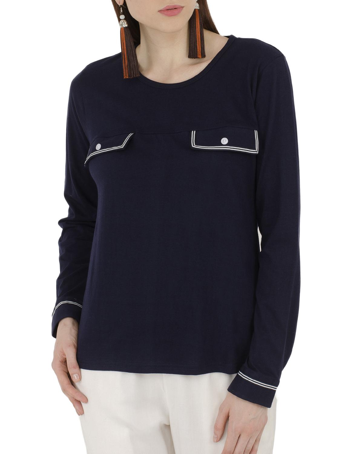 navy blue solid cotton tee - 15118559 - Zoom Image - 1