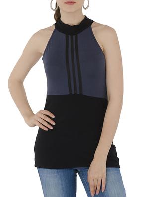 solid blue viscose top - 15118563 - Standard Image - 1