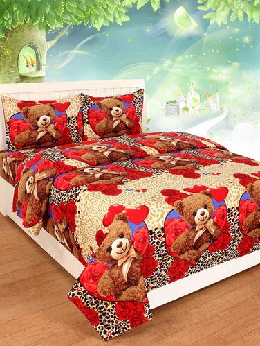 Poly Cotton Double bedsheet with 2 Pillow Covers - 15118577 - Very Small Image - 1