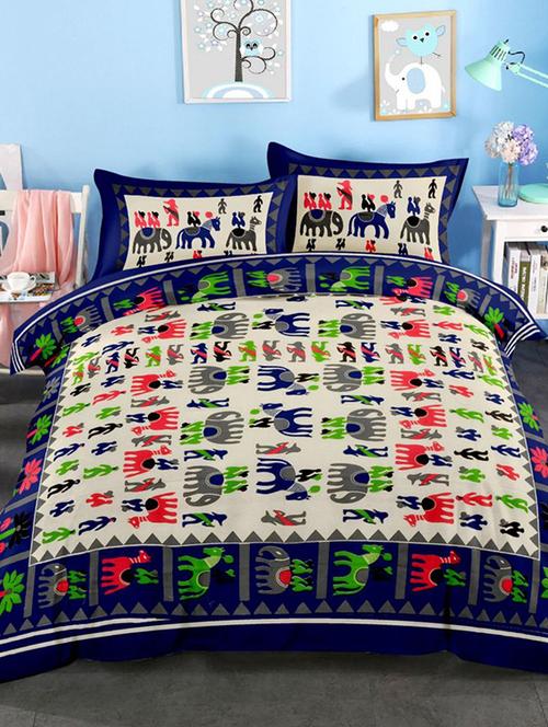 Cotton Double bedsheet with 2 Pillow Covers - 15118590 - Very Small Image - 1