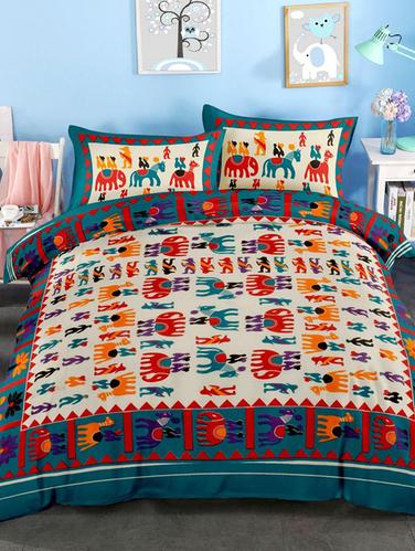 Cotton Double bedsheet with 2 Pillow Covers - 15118594 - Very Small Image - 1
