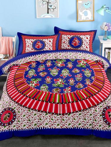 Cotton Double bedsheet with 2 Pillow Covers - 15118598 - Very Small Image - 1