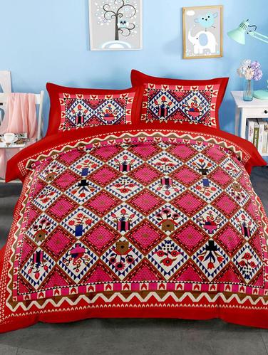 Cotton Double bedsheet with 2 Pillow Covers - 15118599 - Very Small Image - 1