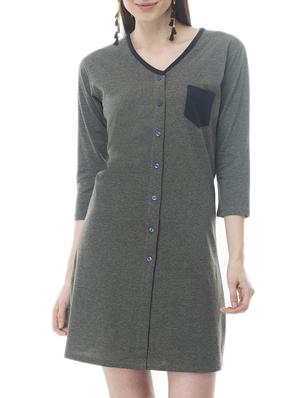 grey solid shirt dress - 15118642 - Standard Image - 1