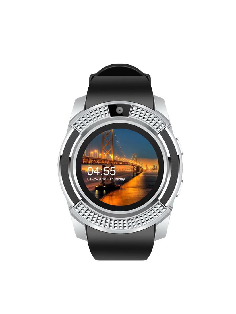 JM New V8 Black Silver Colour Smart Watch With Sim/sd card support - 15118710 - Zoom Image - 1