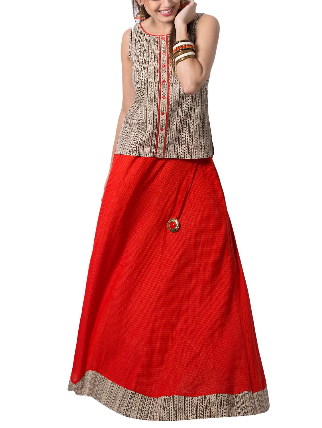 Tassel printed hemline flared skirt - 15118969 - Zoom Image - 1