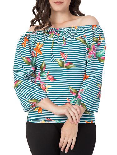 green striped off shoulder top - 15119010 - Very Small Image - 1