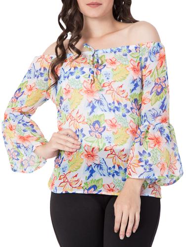 white floral off shoulder top - 15119011 - Very Small Image - 1