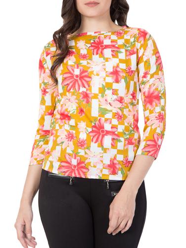 yellow floral printed top - 15119023 - Very Small Image - 1