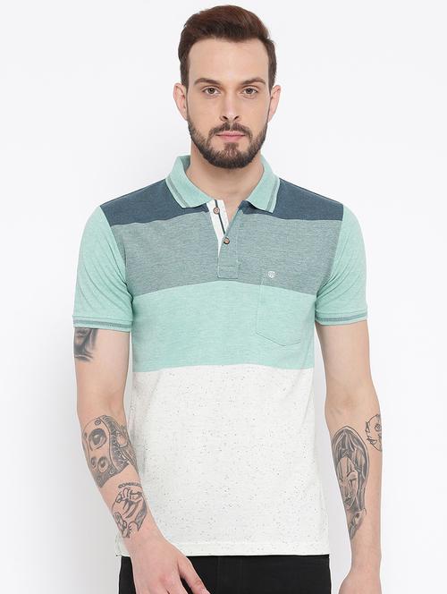 green cotton color block t-shirt - 15119058 - Standard Image - 1