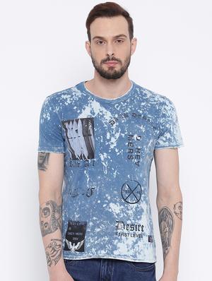 blue cotton front print t-shirt - 15119084 - Standard Image - 1