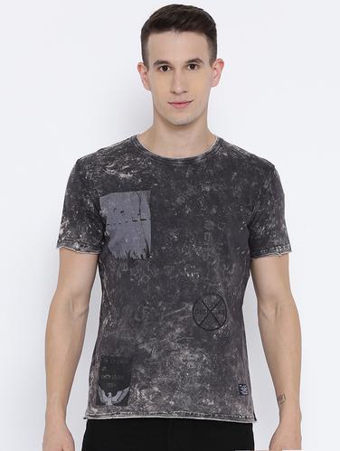 grey cotton front print t-shirt - 15119085 - Very Small Image - 1