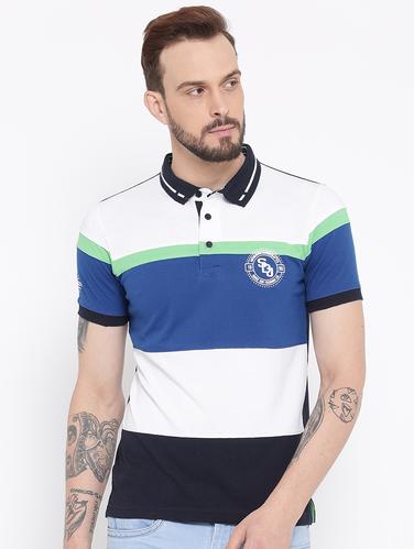 navy blue cotton color block t-shirt - 15119089 - Very Small Image - 1