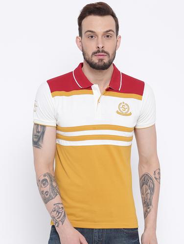 yellow cotton color block t-shirt - 15119095 - Very Small Image - 1