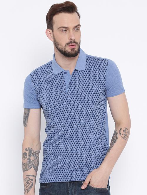 blue cotton front print t-shirt - 15119138 - Standard Image - 1