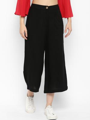 solid black rayon culottes - 15119313 - Standard Image - 1