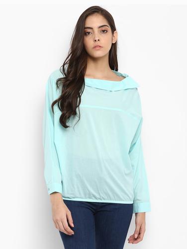 solid green cotton blouson top - 15119317 - Very Small Image - 1