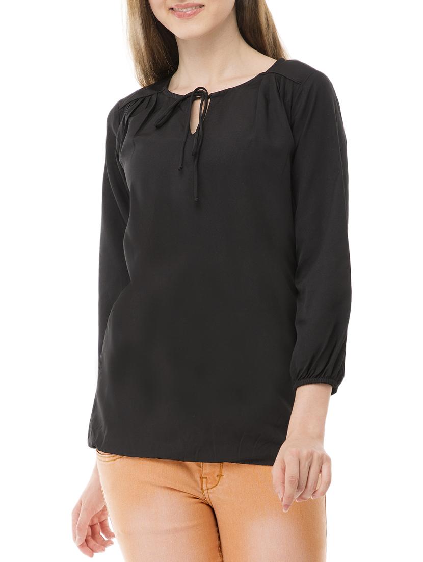 tie neck elasticated hem top - 15120842 - Zoom Image - 1