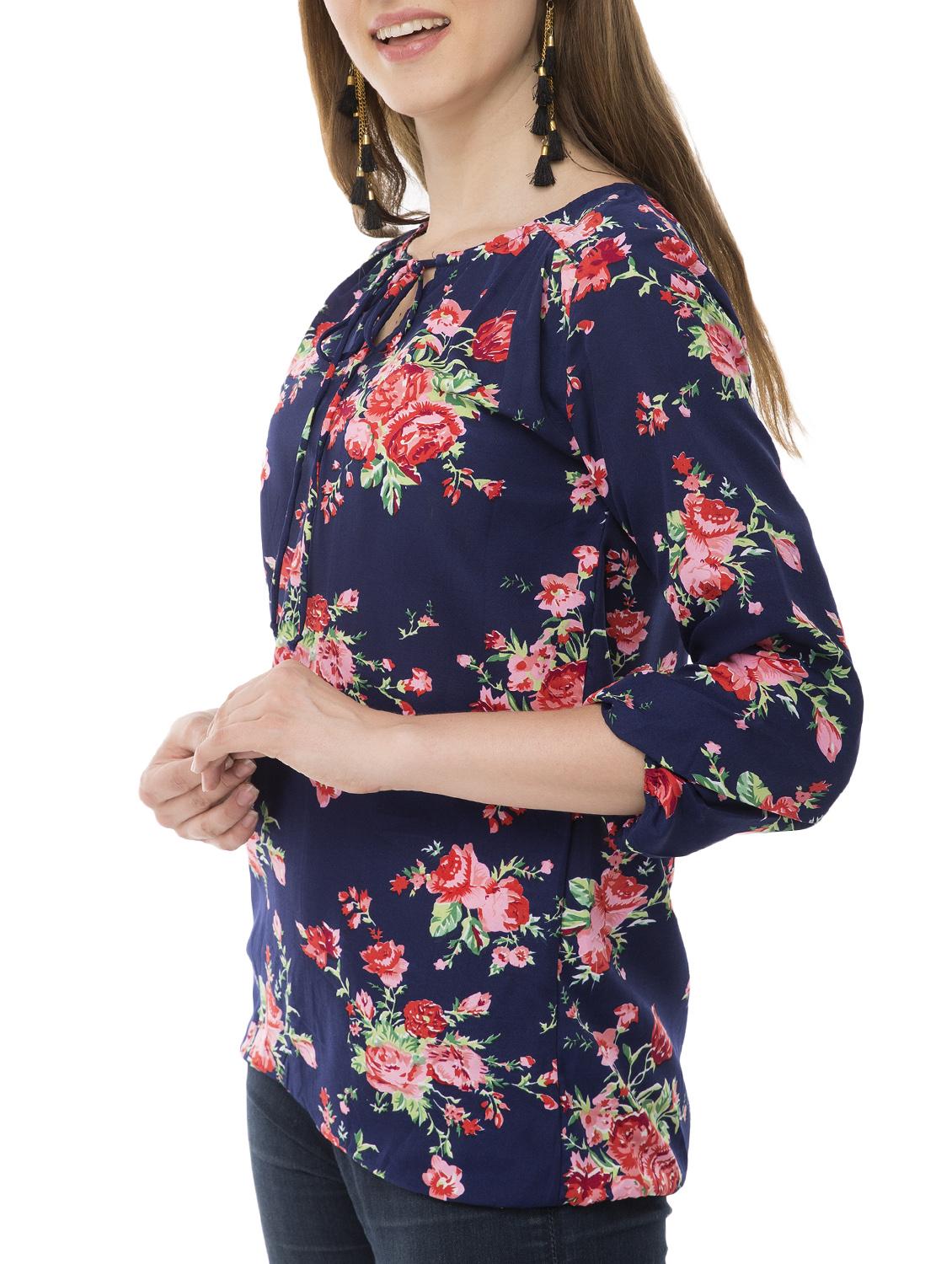 floral tie neck top - 15120844 - Zoom Image - 2
