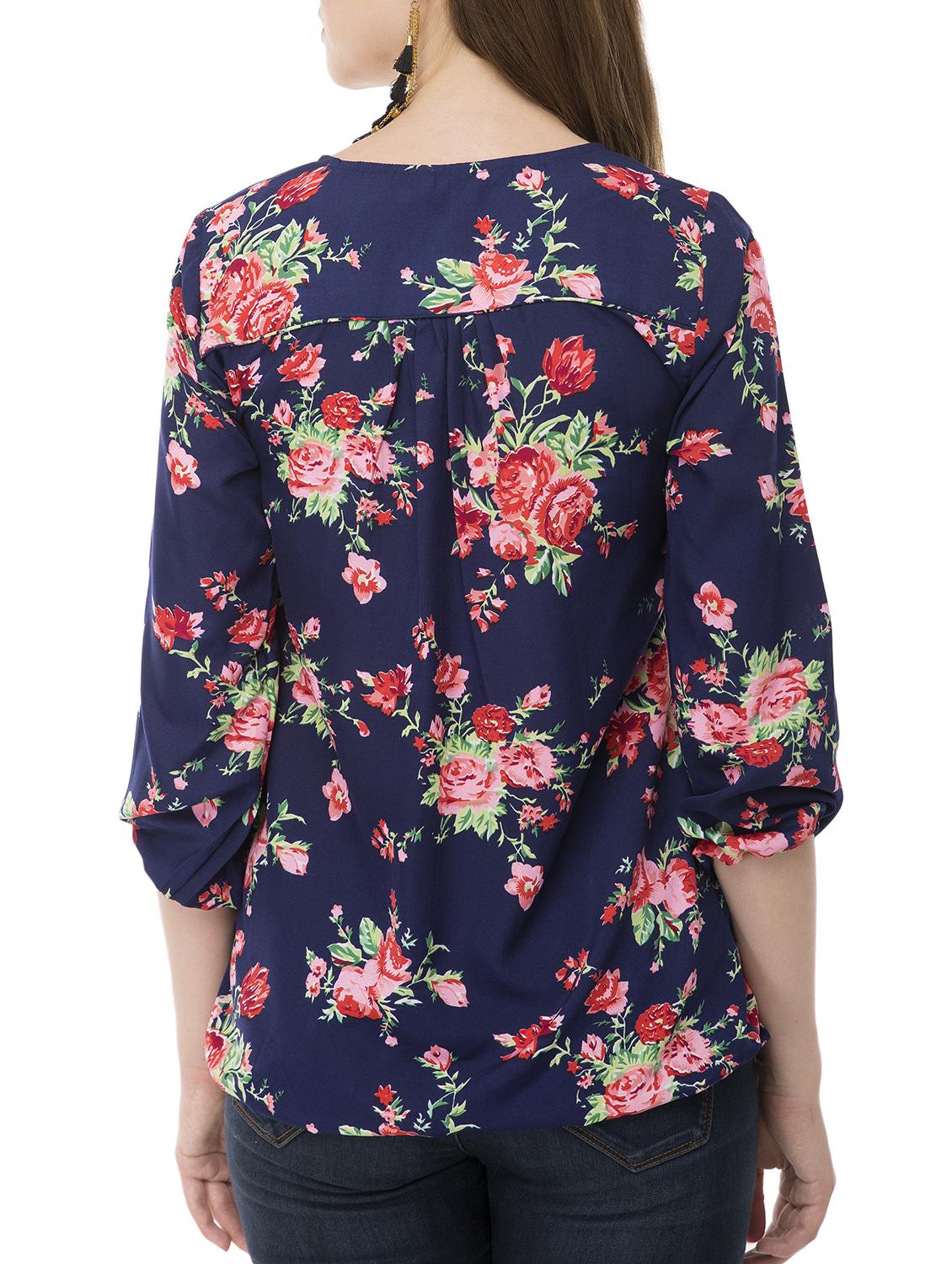 floral tie neck top - 15120844 - Zoom Image - 3