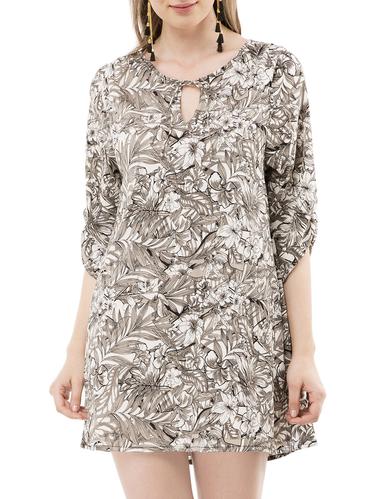 grey printed a-line dress - 15120864 - Very Small Image - 1