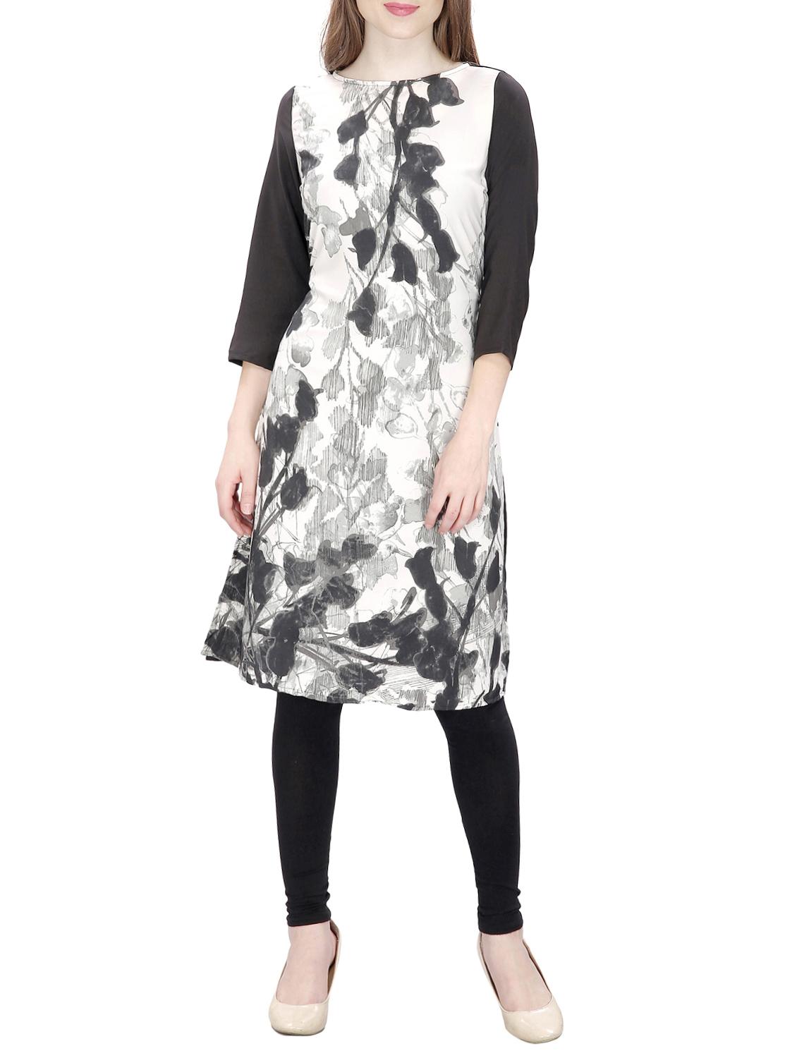 White cotton straight kurta - 15120871 - Zoom Image - 1