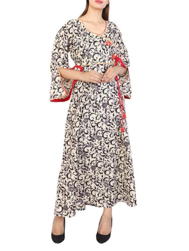 White rayon angrakha kurta - 15120991 - Very Small Image - 1