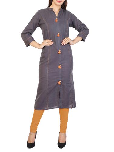 grey rayon straight kurta - 15121000 - Very Small Image - 1