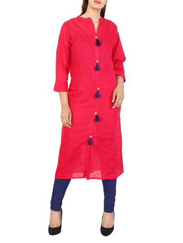pink rayon straight kurta - 15121002 - Very Small Image - 1