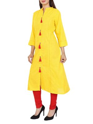 yellow viscose straight kurta - 15121003 - Standard Image - 2
