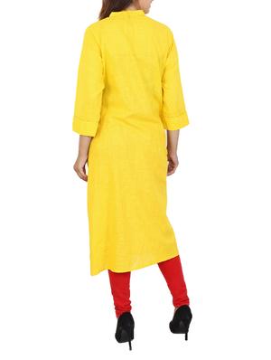 yellow viscose straight kurta - 15121003 - Standard Image - 3