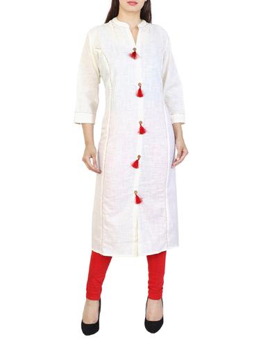 white rayon straight kurta - 15121004 - Very Small Image - 1