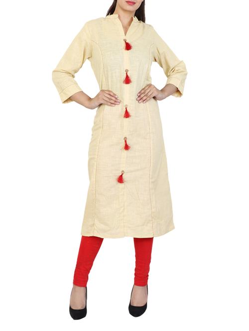 Beige rayon straight kurta - 15121005 - Standard Image - 1