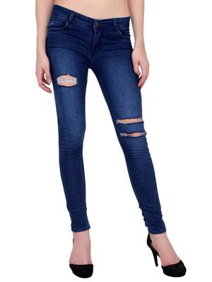 blue denim distressed jeans - 15121072 - Standard Image - 1