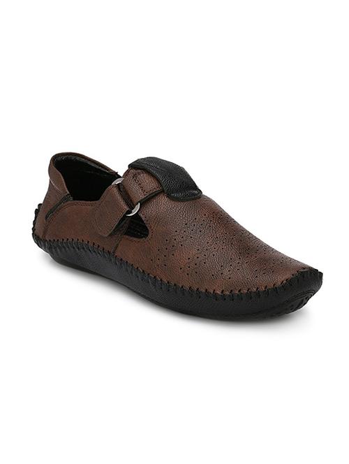brown leatherette back strap sandals - 15121090 - Standard Image - 1