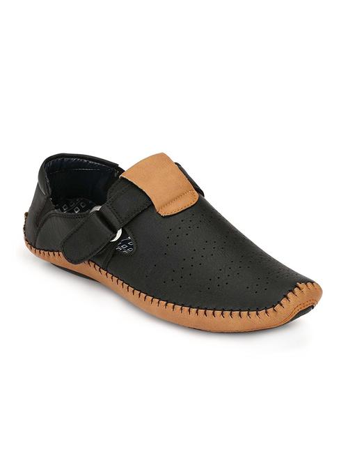 black leatherette slip on sandal - 15121158 - Standard Image - 1