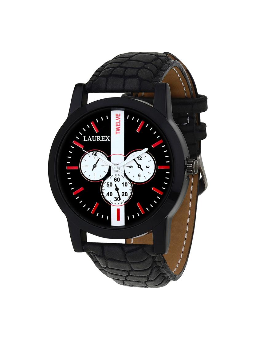 laurex round dial leatherette strap watch - 15121287 - Zoom Image - 1