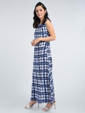 key hole back checkered maxi dress - 15121387 - Standard Image - 2