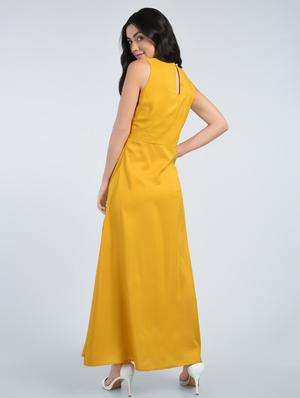 pleated neck maxi dress - 15121389 - Standard Image - 3