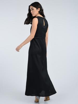 pleated neck maxi dress - 15121395 - Standard Image - 3