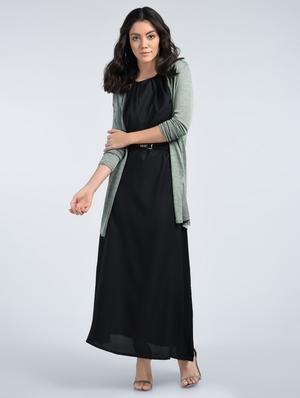 pleated neck maxi dress - 15121395 - Standard Image - 4
