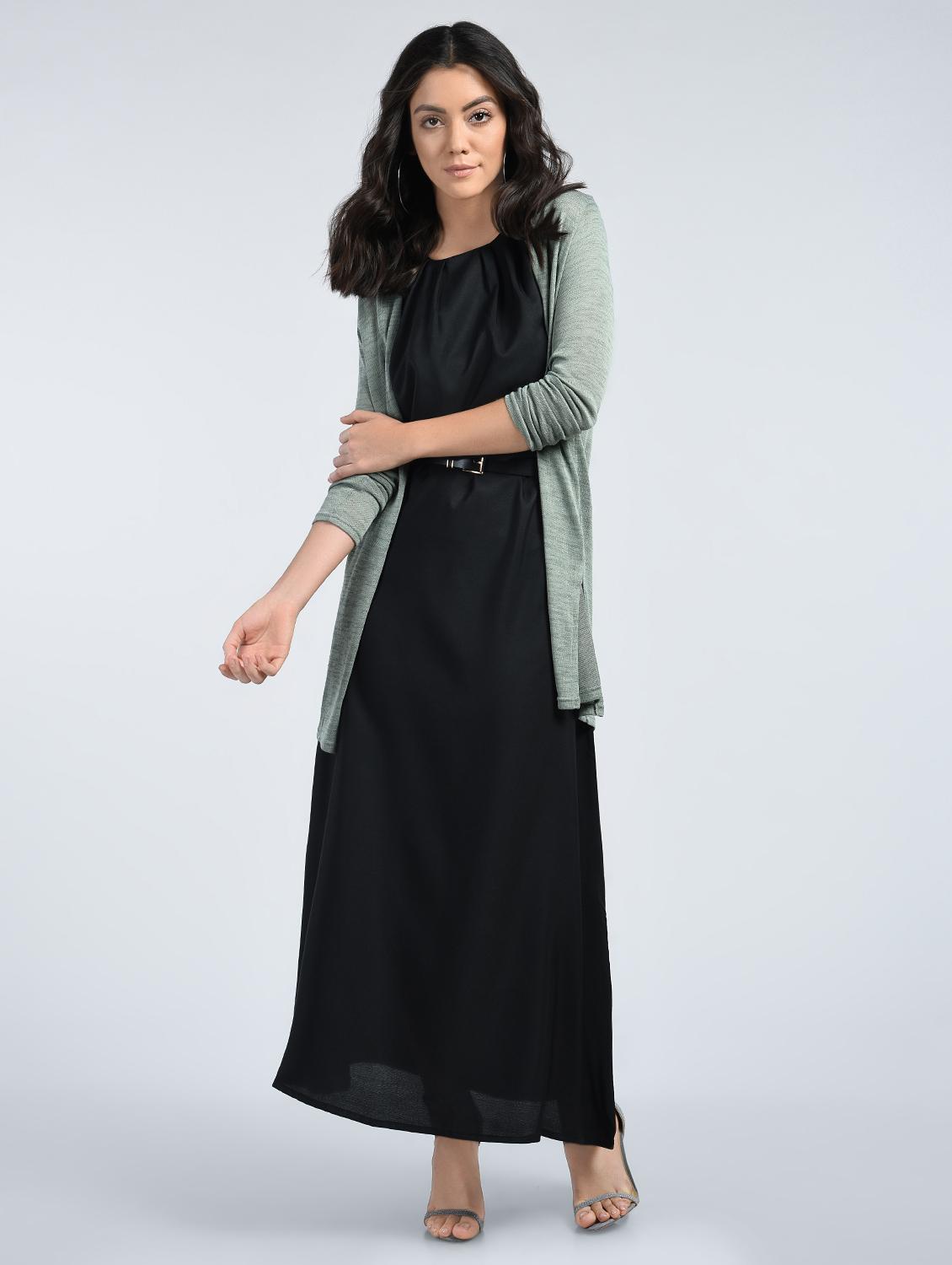pleated neck maxi dress - 15121395 - Zoom Image - 4