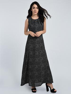 Pleated neck maxi dress - 15121396 - Standard Image - 1