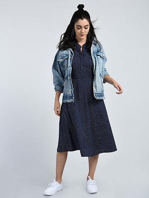 polka doted a-line dress - 15121401 - Standard Image - 4