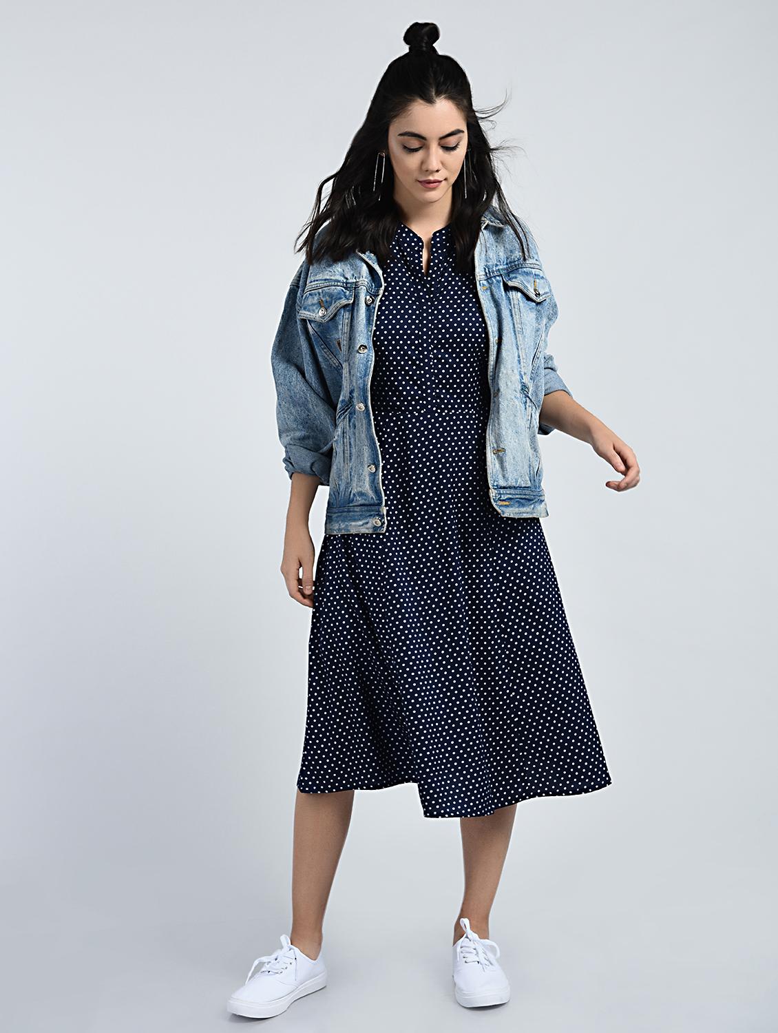 polka doted a-line dress - 15121401 - Zoom Image - 4
