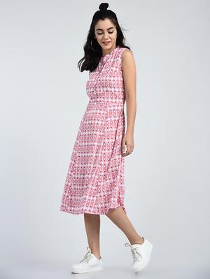 mandarin collar a-line dress - 15121404 - Standard Image - 2