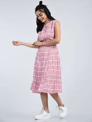 mandarin collar a-line dress - 15121404 - Standard Image - 4