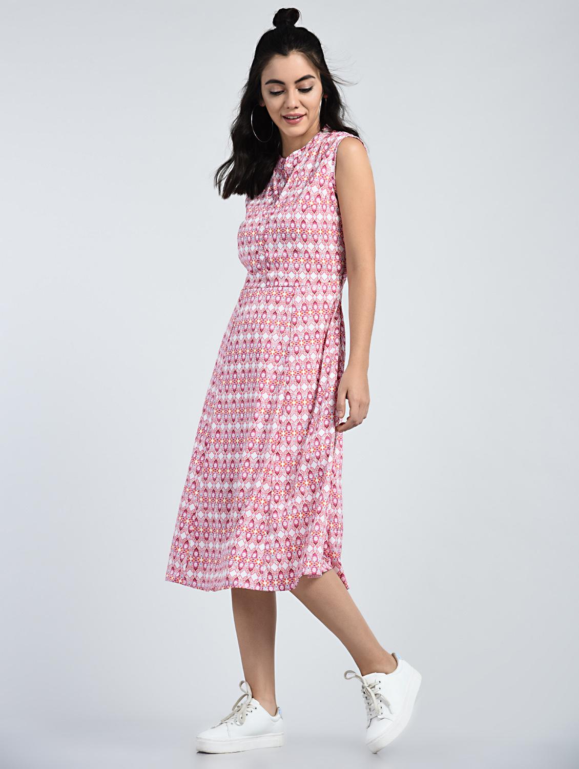 mandarin collar a-line dress - 15121404 - Zoom Image - 2